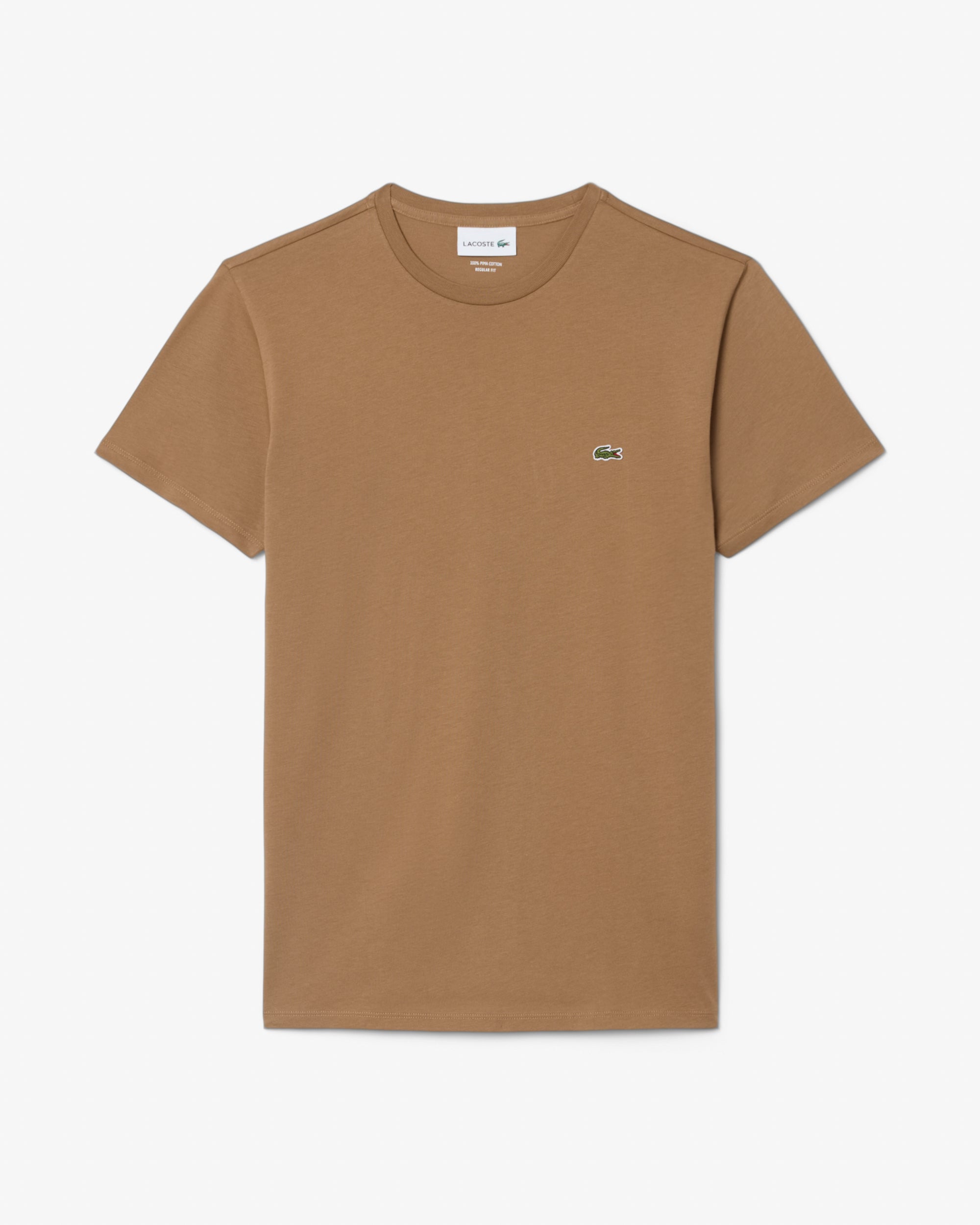 Lacoste Mens Crew Neck Pima Cotton Jersey T-Shirt - Cookie SIX