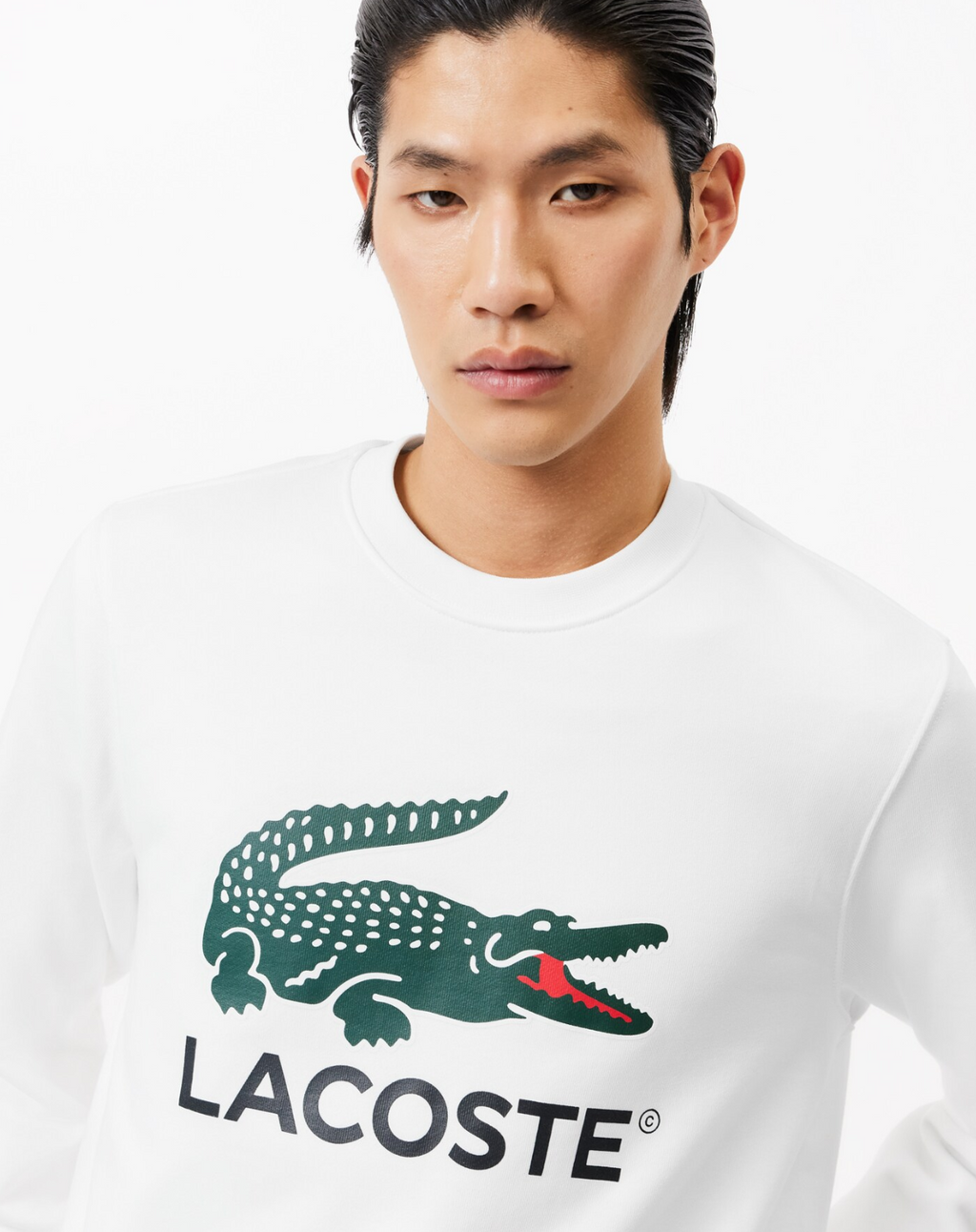 Lacoste Classic Fit Fleece Crewneck Sweatshirt - White