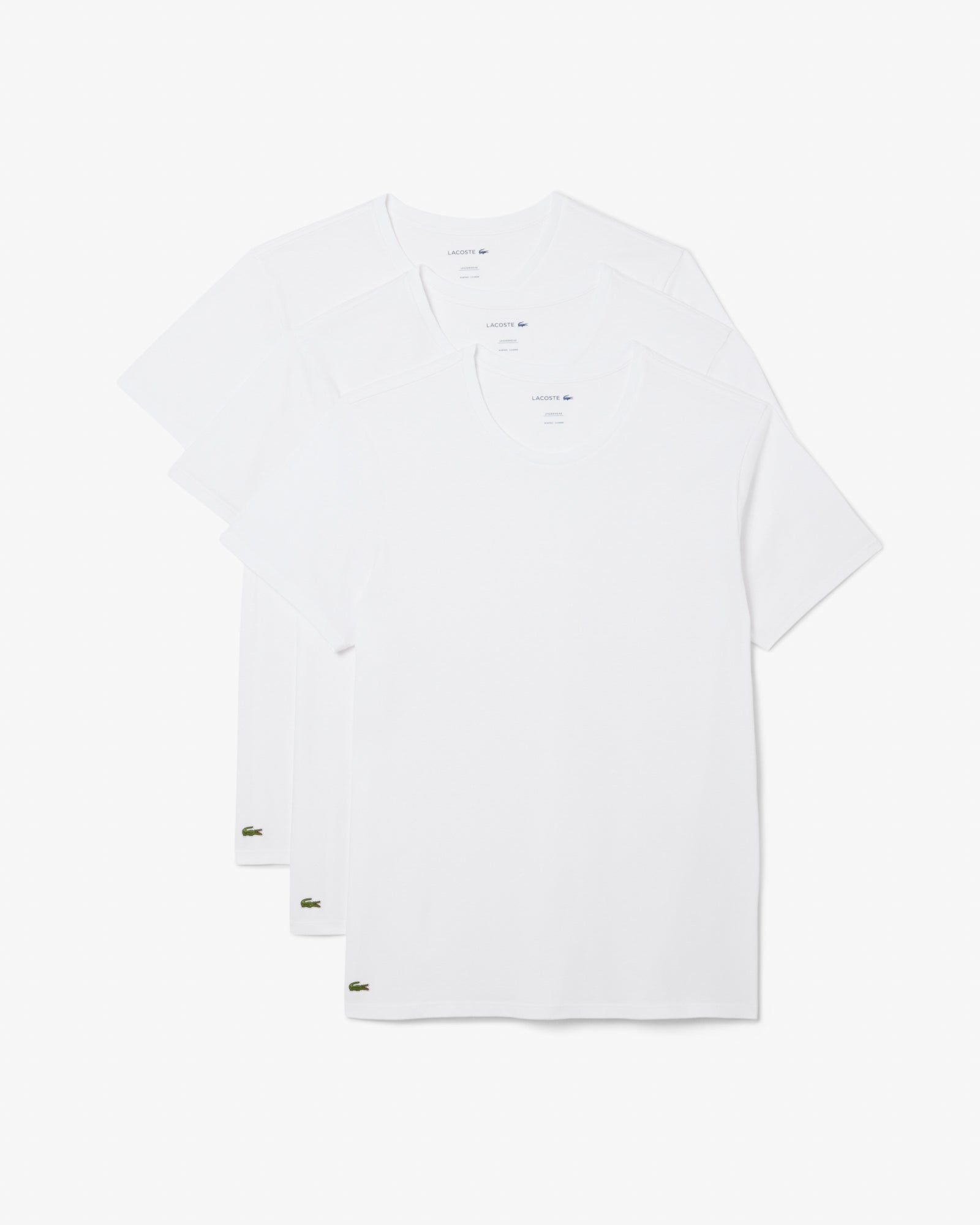 Lacoste 3-Pack Cotton Crew Neck Mens T-Shirts - White 001