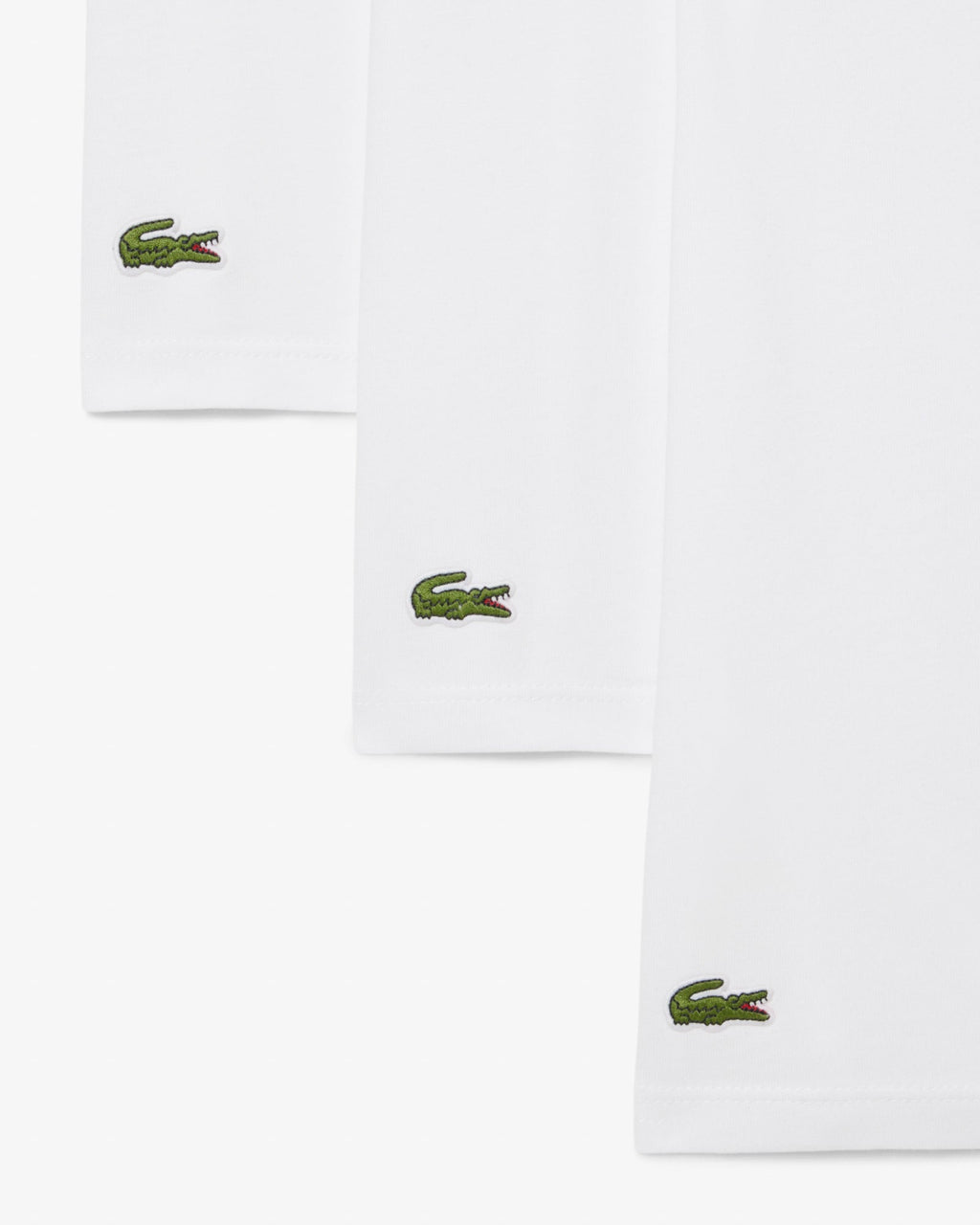 Lacoste 3-Pack Cotton Crew Neck Mens T-Shirts - White 001